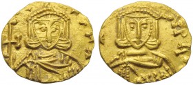 Constantine V with Leo III (741-775), Tremissis, Syracuse, AD 741-775