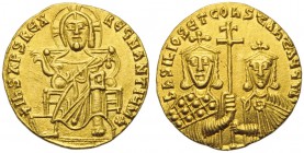 Basil I with Constantine (867-886), Solidus, Constantinople, AD 871-886
