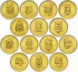 Venezuela, Banco Italo - Venezolano, series of 14 gold coins commemorating "Caciques de Venezula", 1955