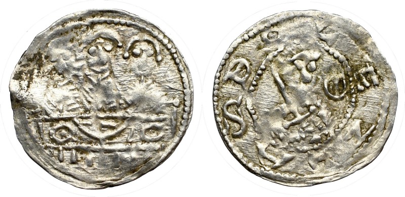 Bolislaus IV, Denarius without date Piękny denar, lekko niedobity centralnie. Od...