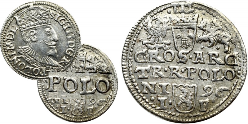 Sigismund III, 3 groschen 1596, Olcusia Piękny, menniczy egzemplarz. Nieopisany ...