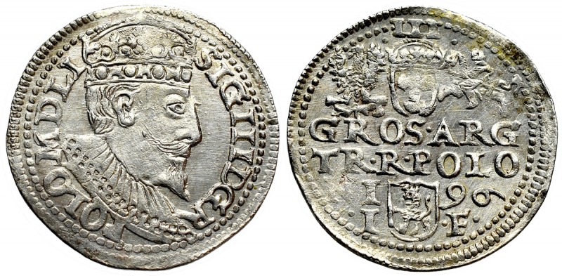 Sigismund III, 3 groschen 1596, Olcusia Piękny, menniczy egzemplarz. Nieopisany ...