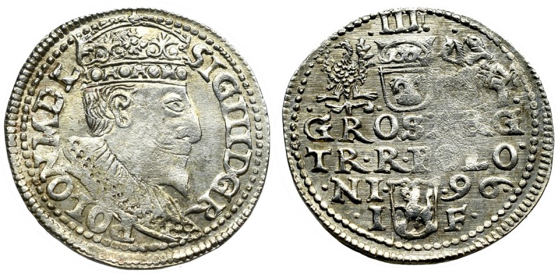 Sigismund III, 3 groschen 1596, Olcusia Piękny, menniczy egzemplarz. Nieopisany ...