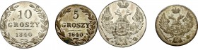 Poland under Russia, Lot of 5-10 groschen 1840