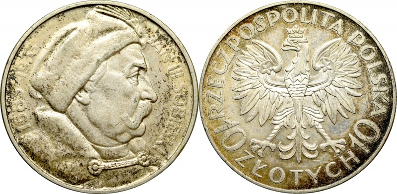 II Republic of Poland, 10 zloty 1933 Sobieski Piękny egzemplarz z obustronnym po...