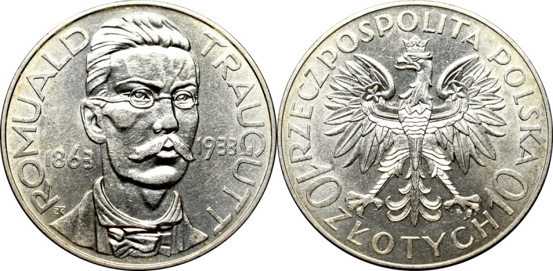 II Republic of Poland, 10 zloty 1933 Traugutt Rzadka pozycja w tym stanie zachow...