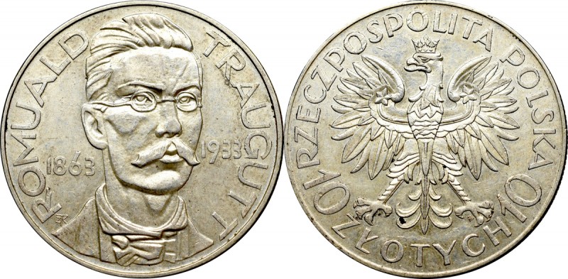 II Republic of Poland, 10 zloty 1933 Traugutt Piękny egzemplarz z obustronnym, z...