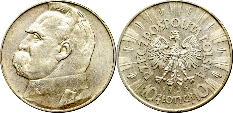 II Republic of Poland, 10 zloty 1935 Pilsudski Bardzo ładny egzemplarz z obustro...