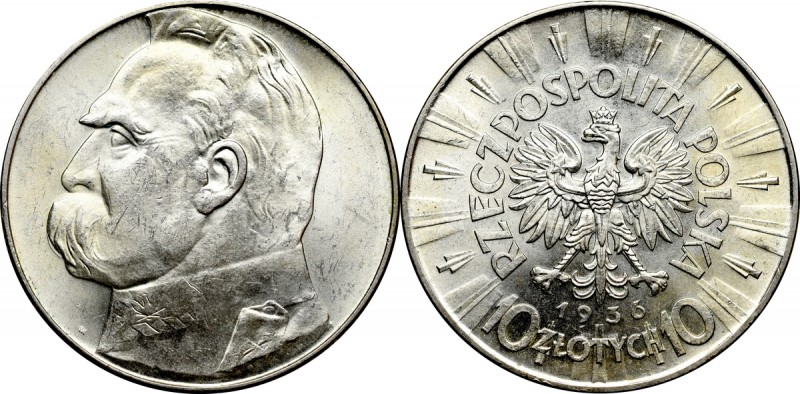 II Republic of Poland, 10 zloty 1936 Pilsudski Wyśmienicie zachowany egzemplarz ...