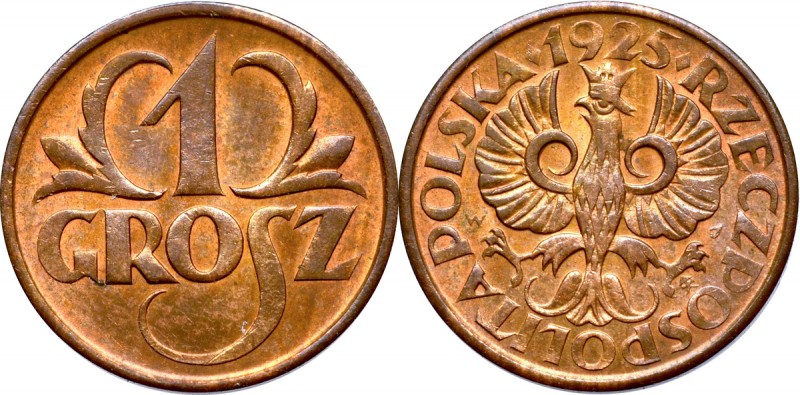 II Republic of Poland, 1 groschen 1925 Rzadka pozycja w tym stanie zachowania.
...