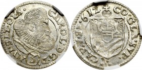 Schlesien, Duchy of Oels, Carl, 3 kreuzer 1615, Oels - NGC MS66 MAX