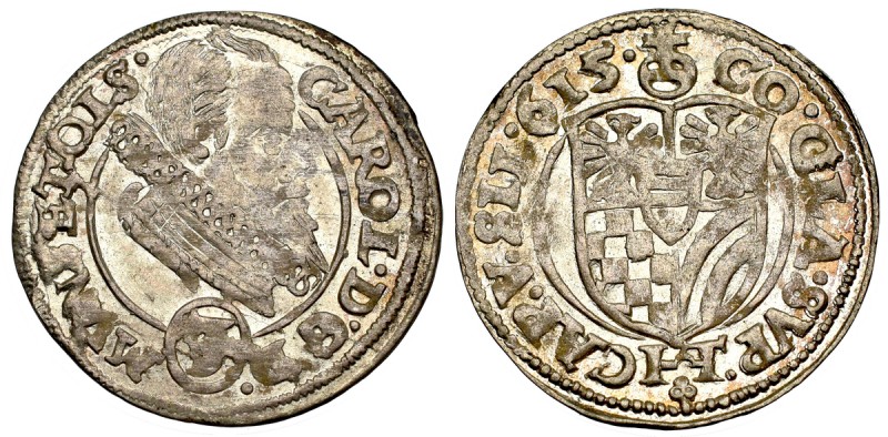 Schlesien, Duchy of Oels, Carl, 3 kreuzer 1615, Oels Piękny, okołomenniczy egzem...