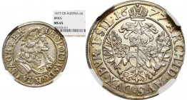 Schlesien under Habsburg, Leopold I, 6 kreuzer 1677 CB, Brieg MAX R3