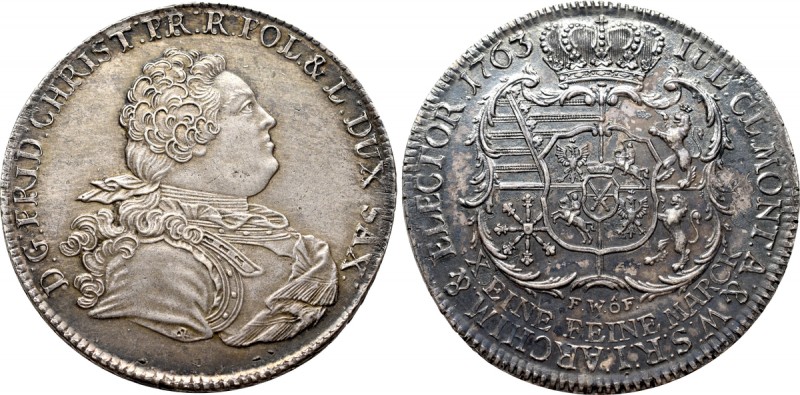 Germany, Saxony, Frederick Christian, Thaler 1763, Dresden Egzemplarz o pięknym ...