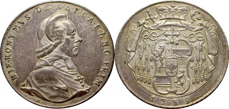 Austria, Bishopic of Salzburg, Hieronim Joseph, Thaler 1789 Bardzo atrakcyjny, r...