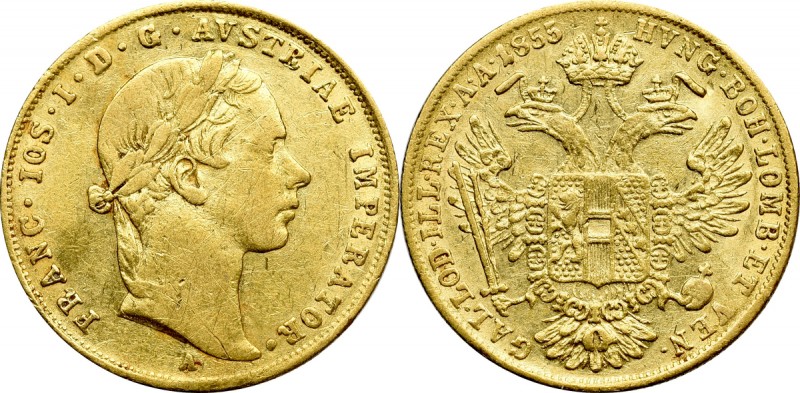 Austria, Franz Joseph, Ducat 1855, Vienna Obverse: Laureate portrait facing righ...