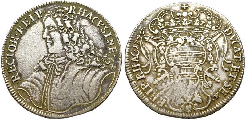Croatia, Republic of Ragusa, Thlaer 1746, Dubrovnik Obverse: Obverse: bust in a ...