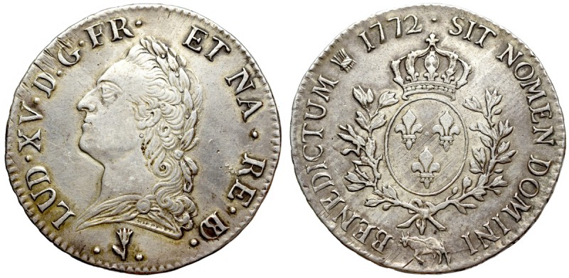 France, Ludovic XVI, Ecu 1772 Pau Obverse : Lettering: &nbsp;LUD · XV · D ·G · F...