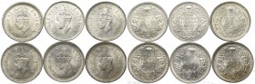 India, set 1 rupee 1941-1944 ( 6 pcs)