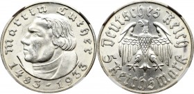 Germany, 5 mark 1933 F, Stuttgart - Luther NGC MS64