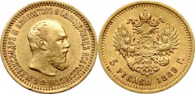 Russia, Alexander III, 5 rouble 1889