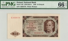 PRL, 10 złotych 1948 C - PMG 66EPQ