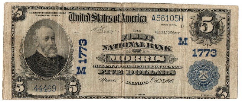 USA, 5 dollars 1902 Obiegowy egzemplarz w przyzwoitej kondycji. Rzadki w handlu ...