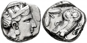 Attica. Athens. Tetradrachm. 454-404 BC. Eastern imitation. (Sng Cop-31). (Kroll-8). Anv.: Head of Athena to right, wearing earring, necklace, and cre...