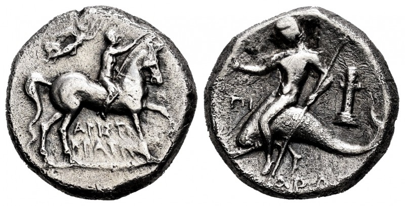 Calabria. Tarentum. Nomos. 272-240 BC. Aristokrates magistrate. (Vlasto-908). (H...