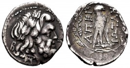 Epirote Republic. Epeiros. Drachm. 234-168 BC. (Franke-Group II). Anv.: Laureate head of Dodonaean Zeus right; monograms behind and below. Rev.: Eagle...