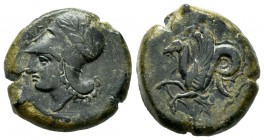 Sicily. Time of Dionysios I. Hemilitron. 405-367 BC. (Sng Ans-434-46). (Hgc-2, 1456). Anv.: Head of Athena to left, wearing laureate Corinthian helmet...