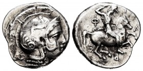 Thessaly. Pharsalos. Drachm. Century V-IV BC. (Bcd-Thessaly II 642). (Weber-2907). Anv.: Helmeted head of Athena right, helmet decorated with Skylla. ...