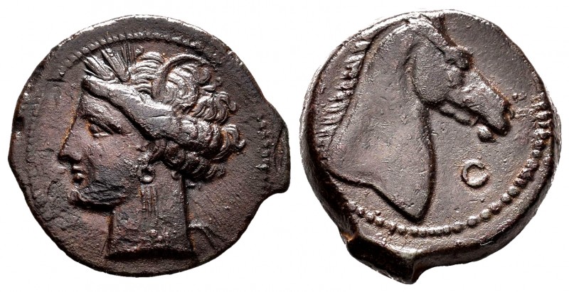 Zeugitania. AE 19. 264-241 BC. (Gc-6526). (Sng Cop-151). Rev.: Horse head to rig...