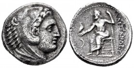 Kingdom of Macedon. Alexander III, "The Great". Tetradrachm. 325-323 BC. Amphipolis. (Price-89). (Troxell-E7). Anv.: Cabeza de Herakles a derecha, con...