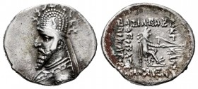 Kingdom of Parthia. Sinatruces. Drachm. 93-69 BC. Rhagae. (Sellwood-33.4). Anv.: Diademed and draped bust of Sinatrukes to left, wearing tiara decorat...