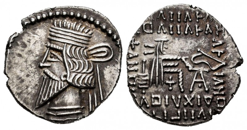 Kingdom of Parthia. Vologases III. Drachm. 105-147 AD. (Gc-5831). Rev.: Archer e...