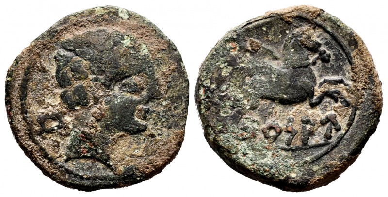 Bursau. Half unit. 120-80 BC. Borja (Zaragoza). (Abh-302). (Acip-1592). Anv.: Ma...