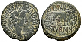 Calagurris. Unit. 14-36 BC. Calahorra (La Rioja). Time of Tiberius. (Abh-429). (Acip-3128b). Anv.: Laureate head of Tiberius, around TI AVGVS DIVI AVG...
