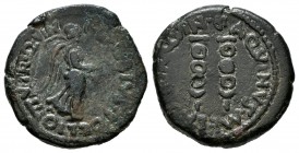 Carthage Nova. Augustus period. Half unit. 27 BC - 14 AD. Cartagena (Murcia). (Abh-580). (Acip-2538). (C-14). Anv.: P. BAEBIVS. POLLIO. II. VIR. QVIN....