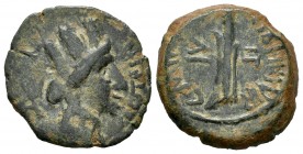 Carteia. Augustus period. Half unit. 31 BC - 14 AD. San Roque (Cadiz). (Abh-669). Anv.: CARTEIA. Female head wearing mural crown right. Rev.: Rudder, ...