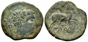 Ilturo. Unit. 120-20 BC. Mataró (Barcelona). Serie semipesada. (Abh-1438). (Acip-1348). Anv.: Male head with diadem on the right, behind the ear. Rev....