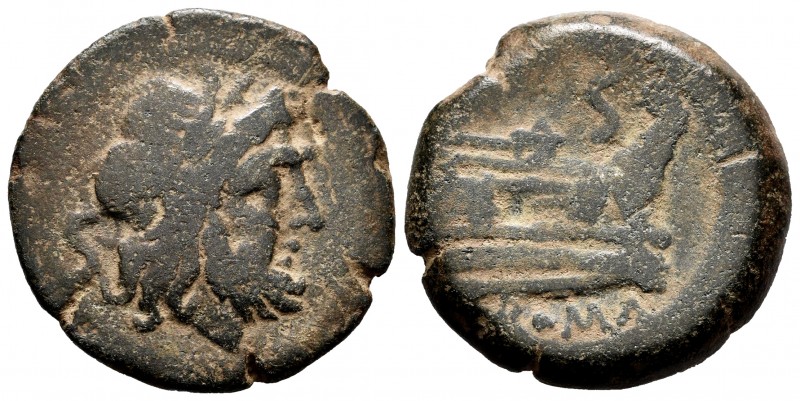 Anonymous. Half unit. 211-206 BC. Rome. (Spink-766). (Craw-56/3). Rev.: Prow rig...