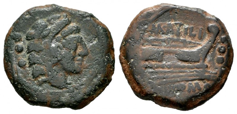 Atilius. M. Atilius Saranus. Cuadrante. 148 BC. (Spink-1134). (Sydenham-399c). (...