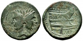 Sextus Pompey. Unit. 43-36 BC. Spain or Sicily. (Craw-479/1). (Sydenham-1044). (RPC-671). Anv.: Laureate head of Janus, with the features of Cn. Pompe...