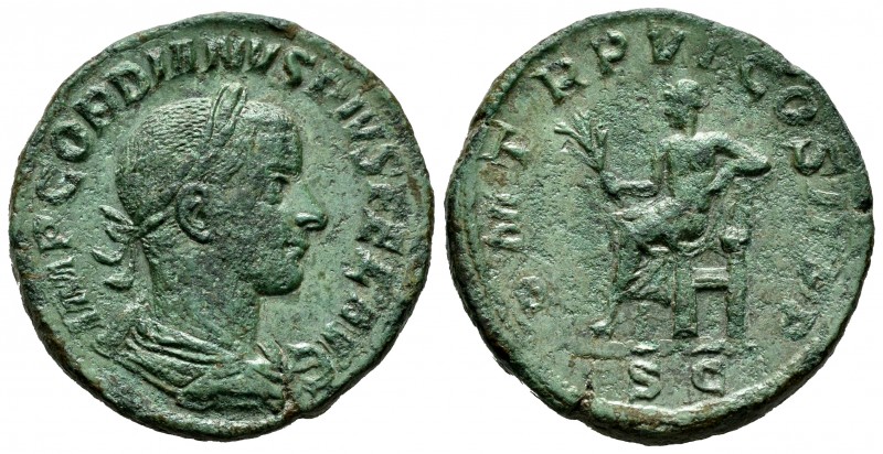 Gordian III. Sestertius. 238-244 AD. Rome. (Ric-304a). (Ch-273). Anv.: IMP GORDI...