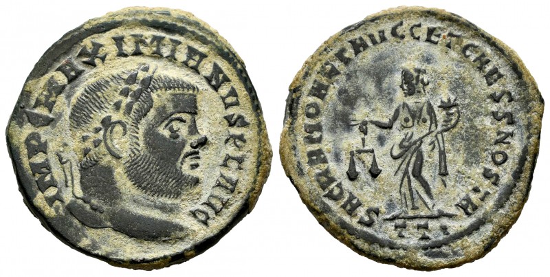 Maximianus. Follis. 286-305 AD. Ticinum. (Ric-45b). Anv.: IMP MAXIMIANVS P F AVG...