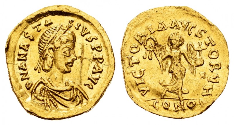 Anastasius. Tremissis. 491-518 AD. Constantinople. (MIBE-13). (Doc-10). (Sear-8)...