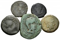 Lot of 5 coins from ancient Hispania.Units and Half units from different mints: Emerita Augusta, Colonia Patricia and Castulo (One of them heavy serie...