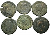 Lot of 6 Ibero Roman coins. Units from different mints: Gracurris, Celsa, Calagurris and Turiaso. Some with "Eagle's head" countermark. Ae. TO EXAMINE...