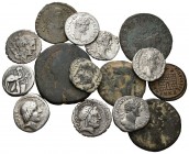 Lot of 14 Roman pieces, 4 republican denarius, 4 imperial denarius, 6 imperial bronzes and 1 republican. TO EXAMINE. Choice F/Almost XF. Est...300,00....